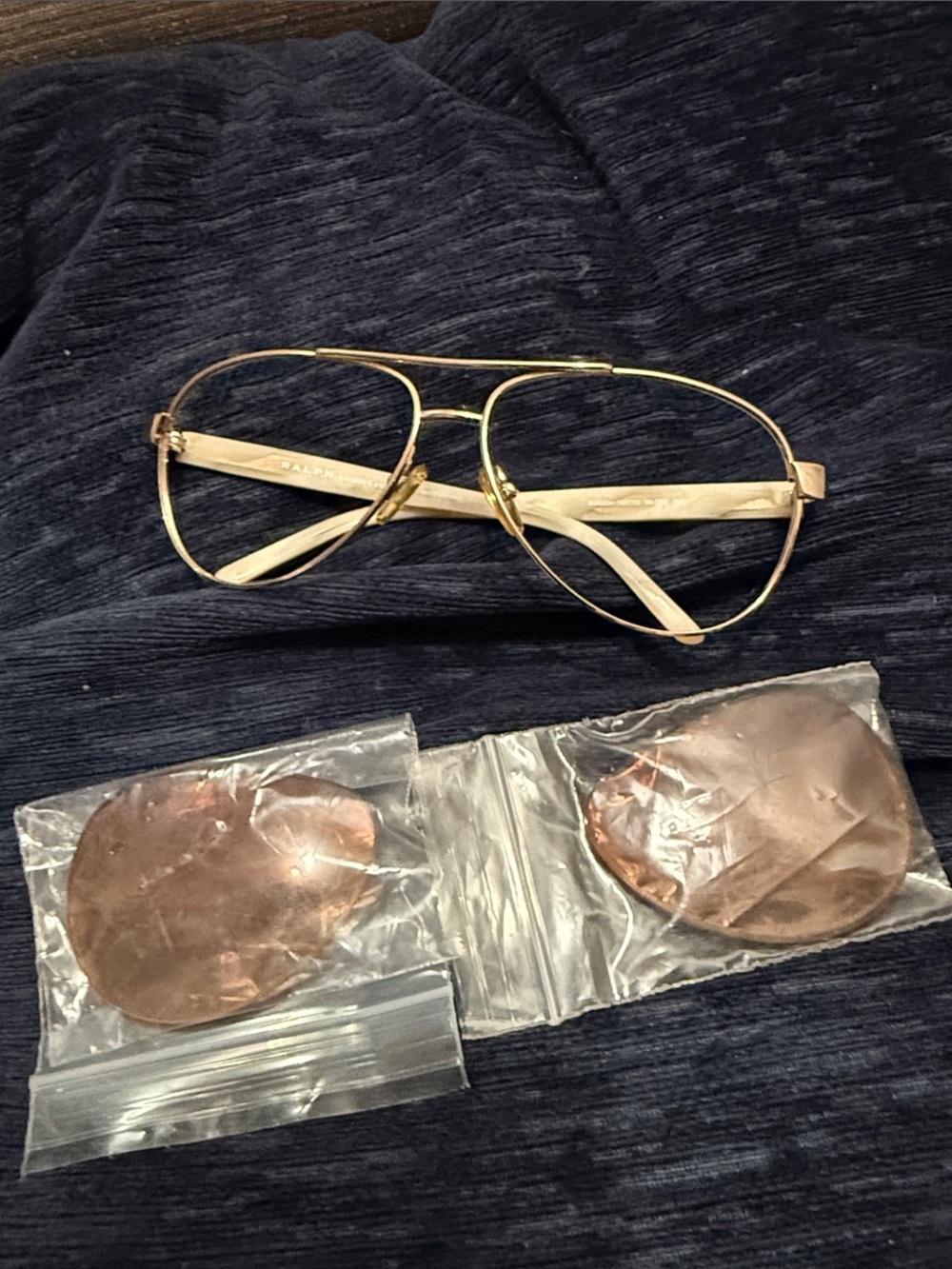 Ralph Lauren Ivory Aviator Sunglasses Frame with Replacement Lenses